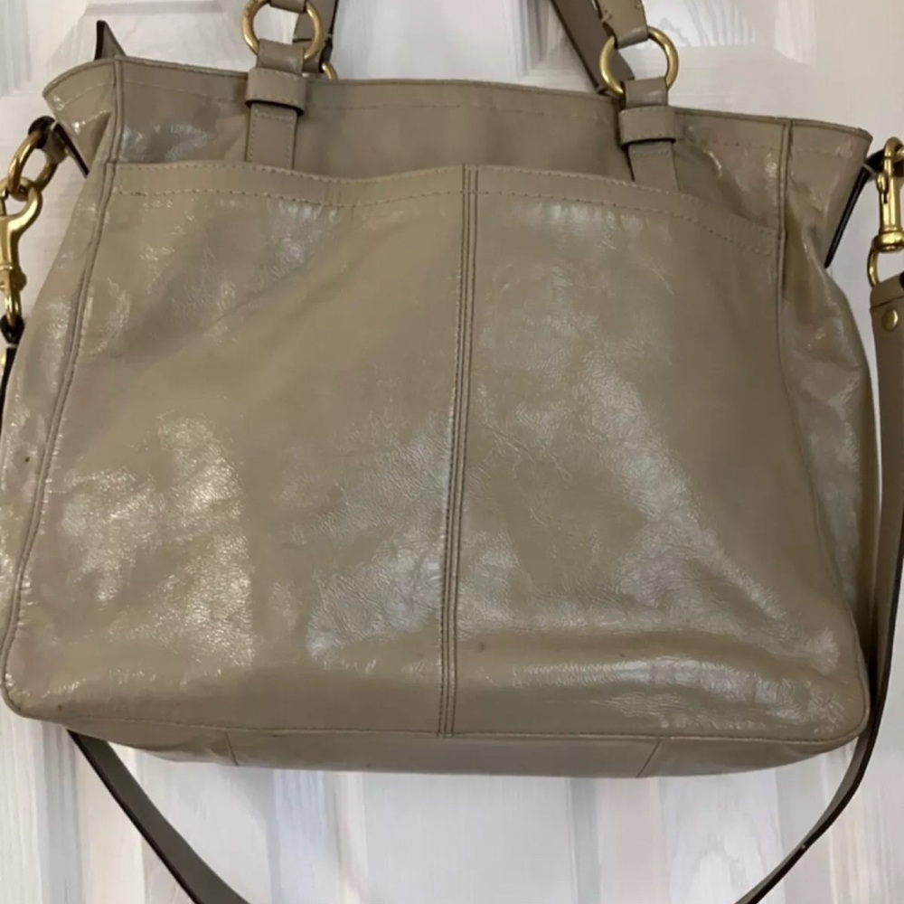 Coach Tan Leather Tote with Gold Accents - Picture 2 of 13
